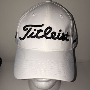 Titleist Tour White Poly/Spandex easy wash performance FJ ProV1 Golf Hat NO Tag